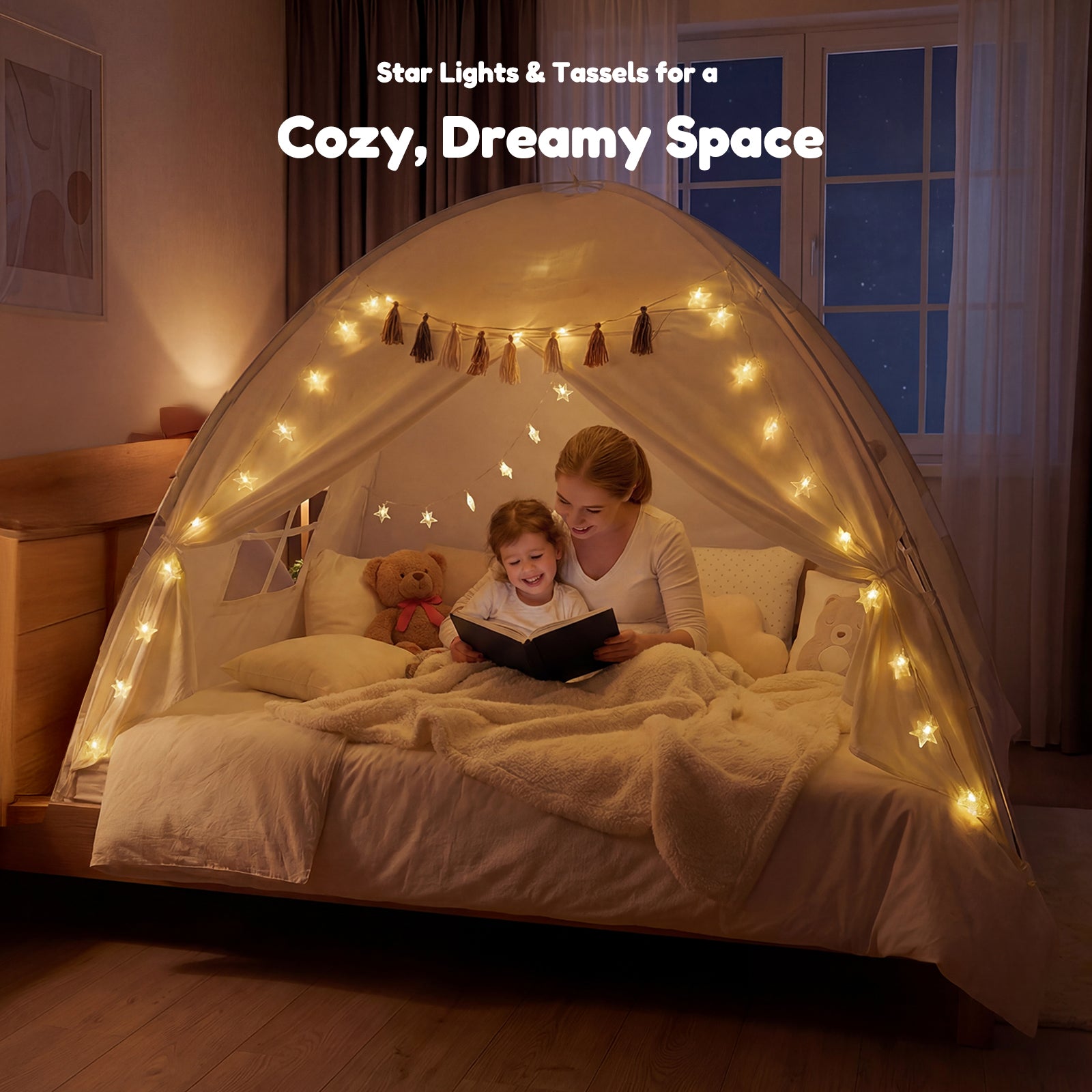 Kids’ Twin Bed Tent – Indoor Privacy Sleep Canopy & Playhouse (GB01)
