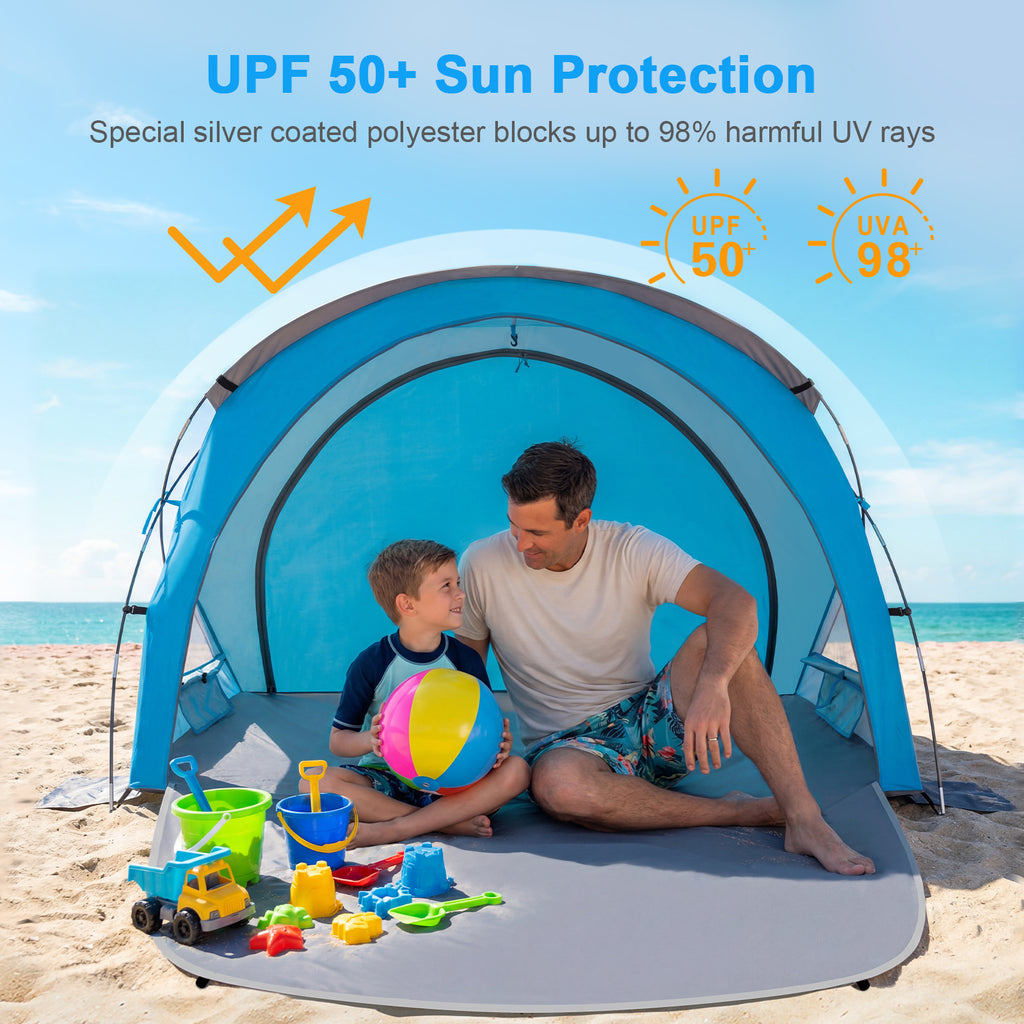 Dual-Door Beach Tent – Easy Setup & UPF 50+ Sun Shade (G022)