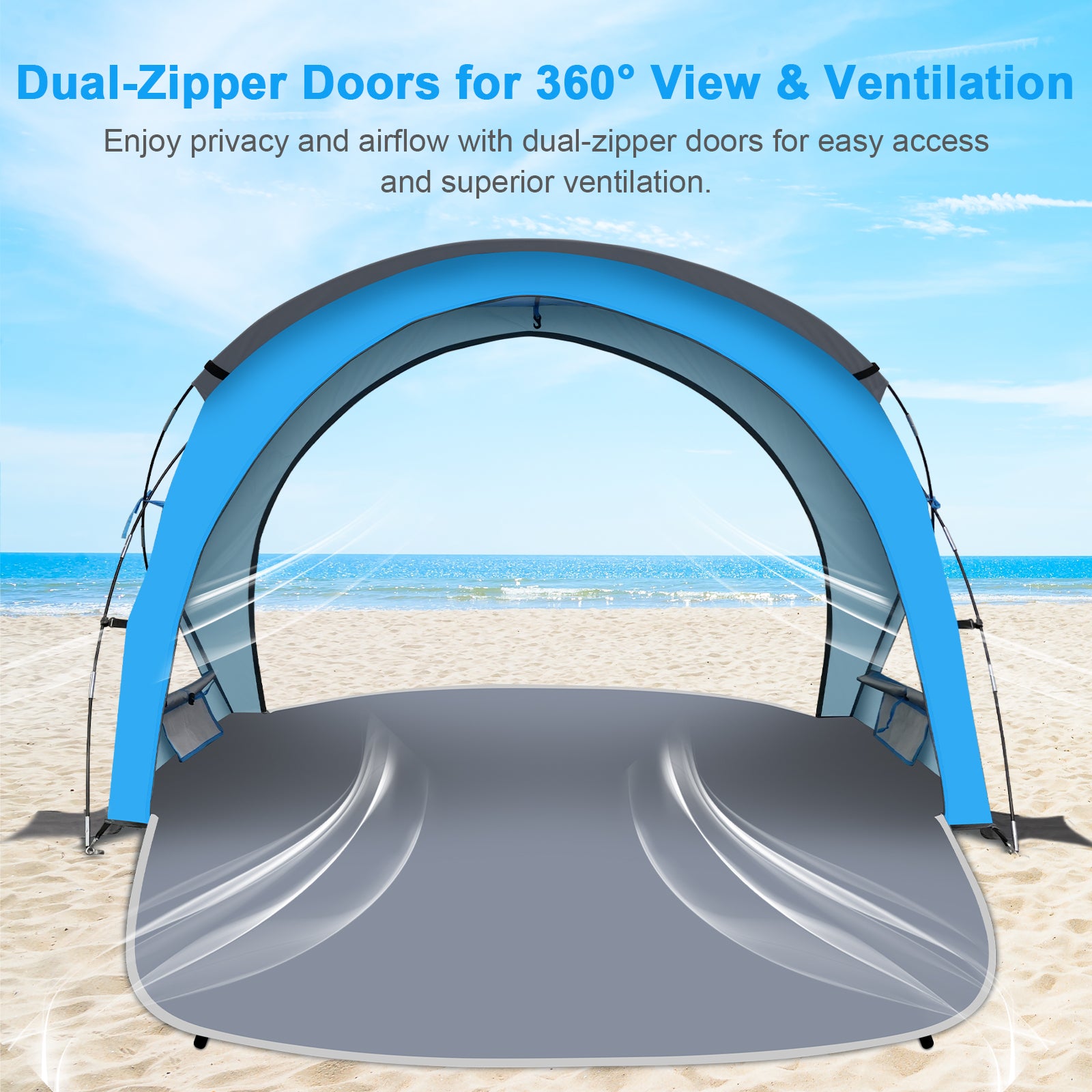 Dual-Door Beach Tent – Easy Setup & UPF 50+ Sun Shade (G022)