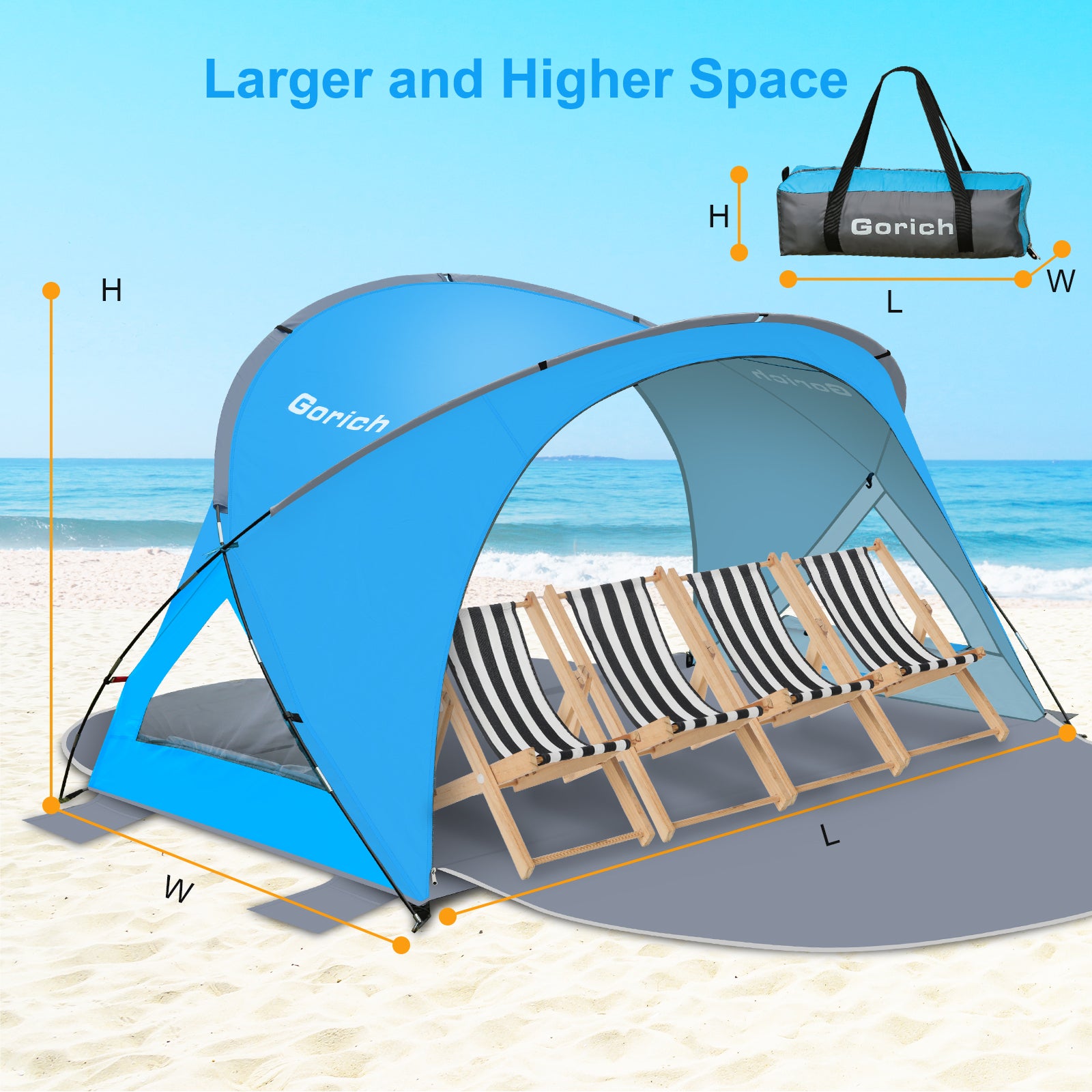 Dual-Door Beach Tent – Easy Setup & UPF 50+ Sun Shade (G022)