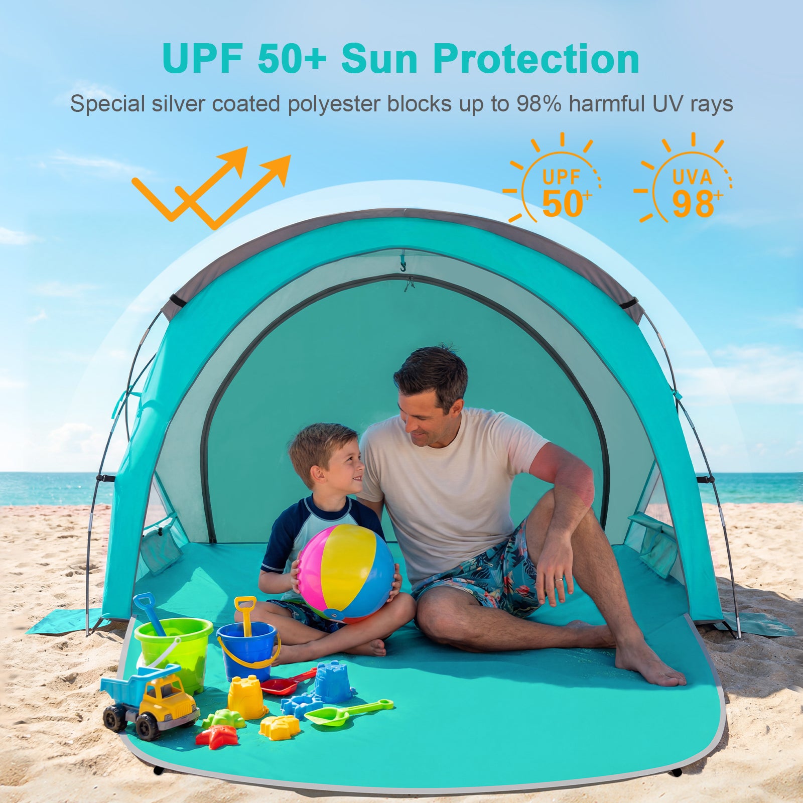 Lightweight & Portable Beach Tent with UPF50+ UV Protection