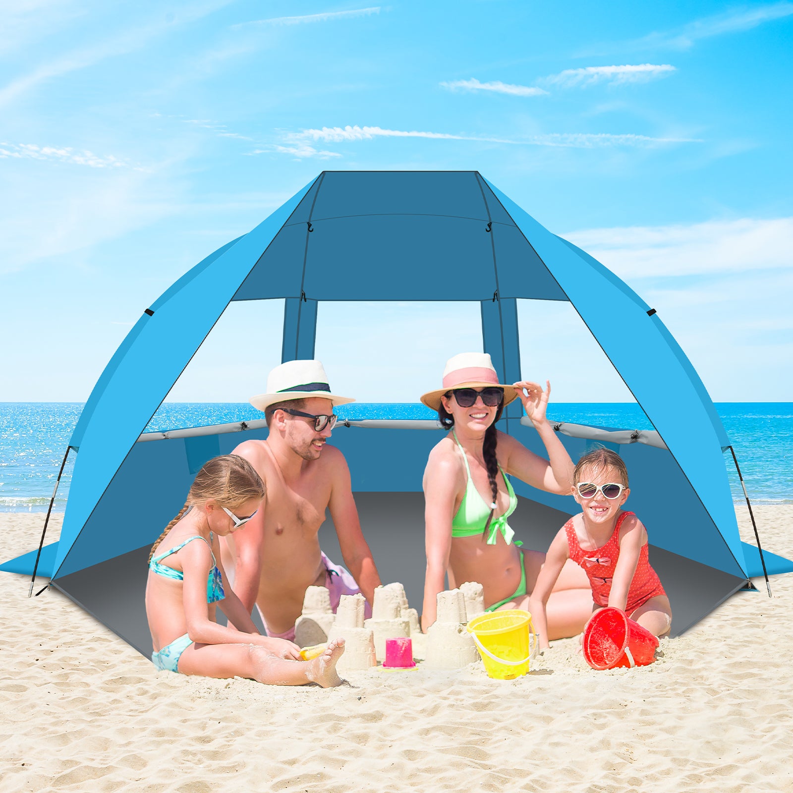 Spacious Beach Tent – High-Ceiling Sun Shade, Easy Setup UPF 50+ UV Protection (G023)