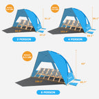 Spacious Beach Tent – High-Ceiling Sun Shade, Easy Setup UPF 50+ UV Protection (G023)