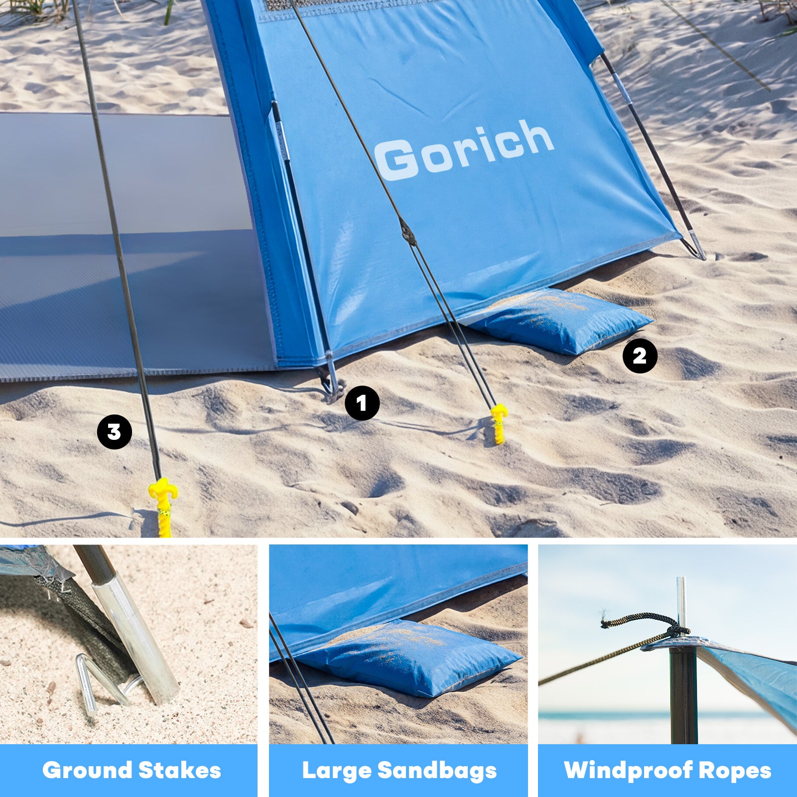 Extended Beach Tent – Easy Setup UPF 50+ Sun Shelter with Canopy(G024)