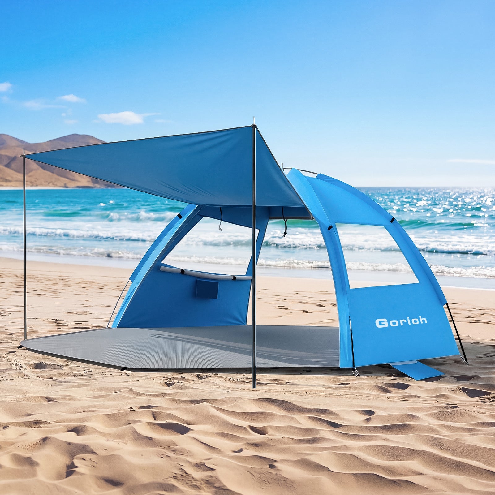 Extended Beach Tent – Easy Setup UPF 50+ Sun Shelter with Canopy(G024)