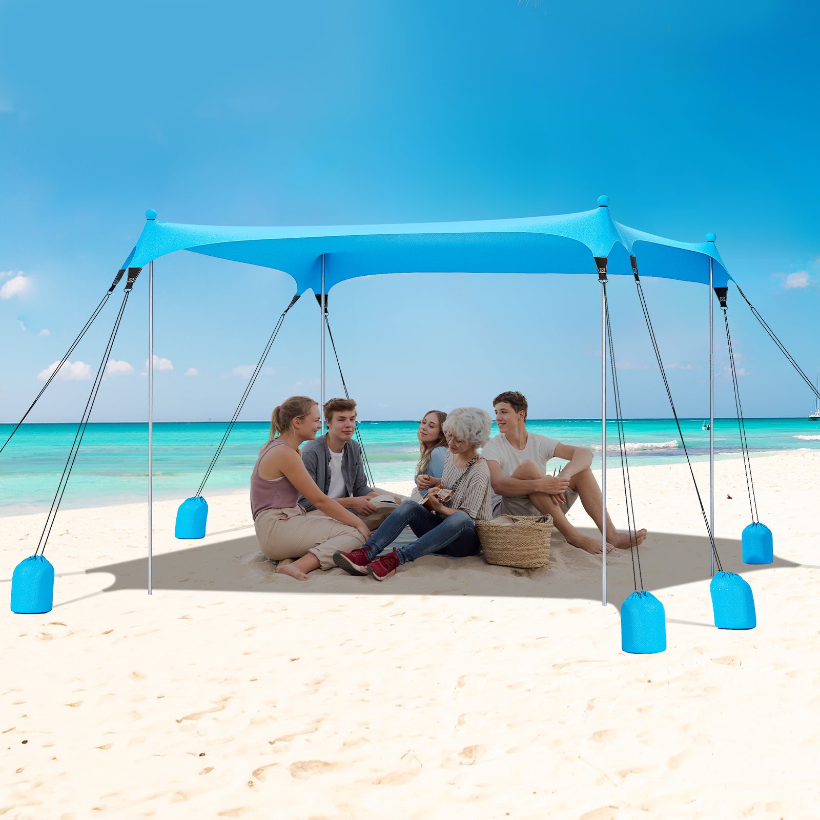 Ultra-Stable Beach Canopy – 8-Sandbag Windproof Sun Shelter (G027)