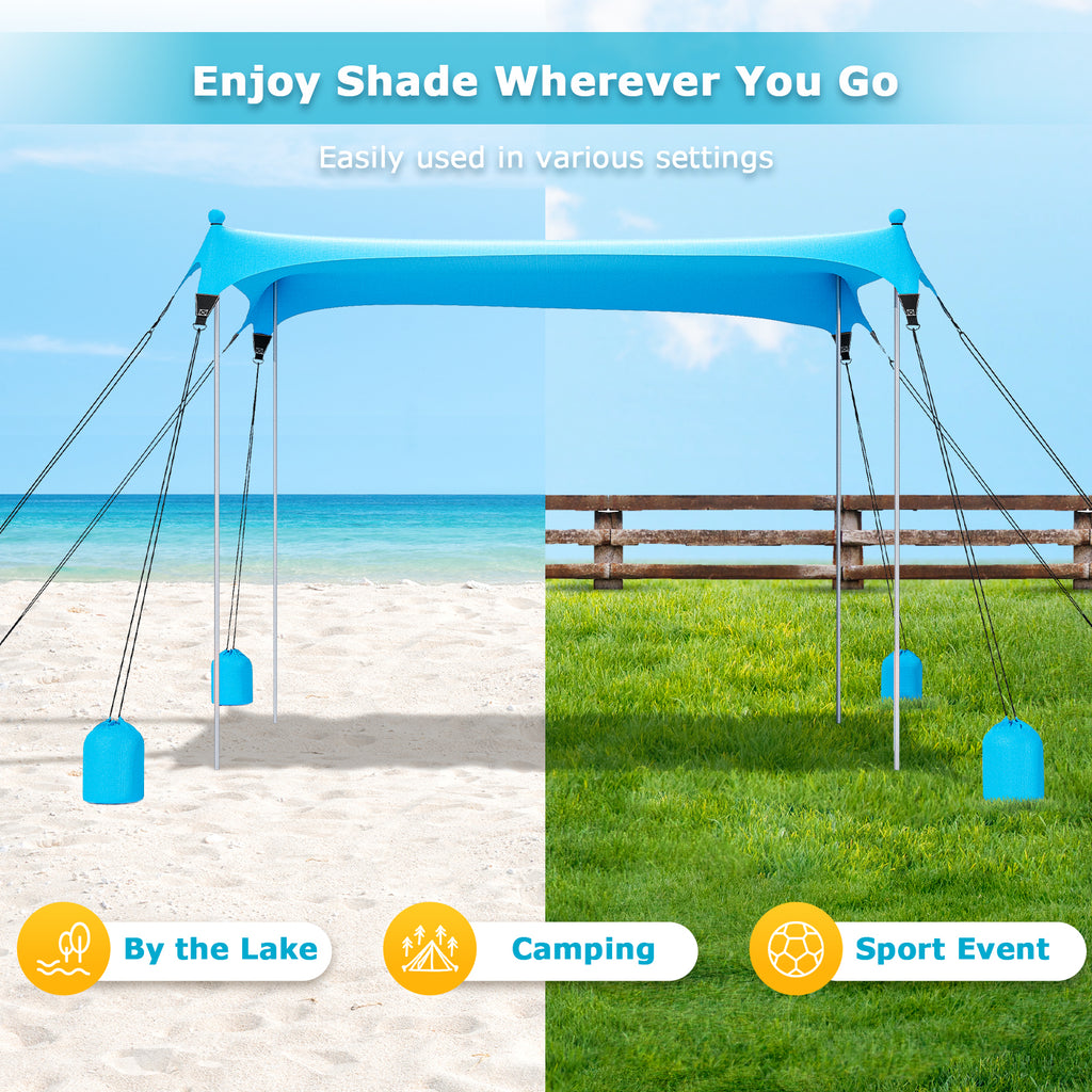 Ultra-Stable Beach Canopy – 8-Sandbag Windproof Sun Shelter (G027)