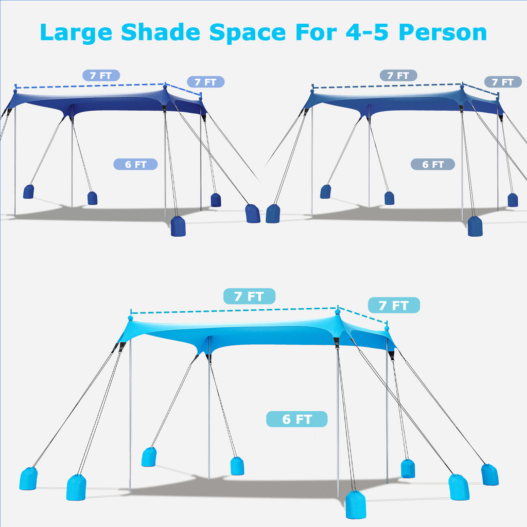Ultra-Stable Beach Canopy – 8-Sandbag Windproof Sun Shelter (G027)