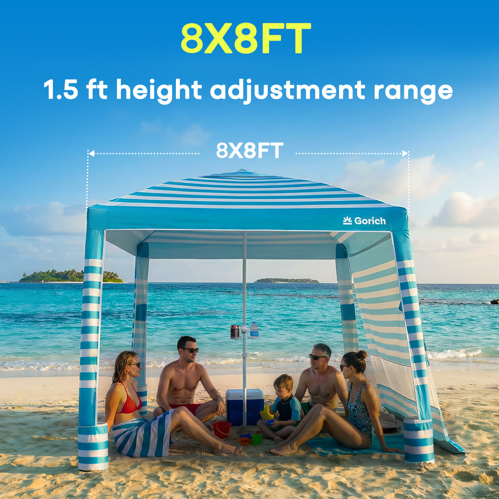 Family Beach Cabana – Windproof Sun Shelter with 360° Ventilation & Easy Setup  (G029)