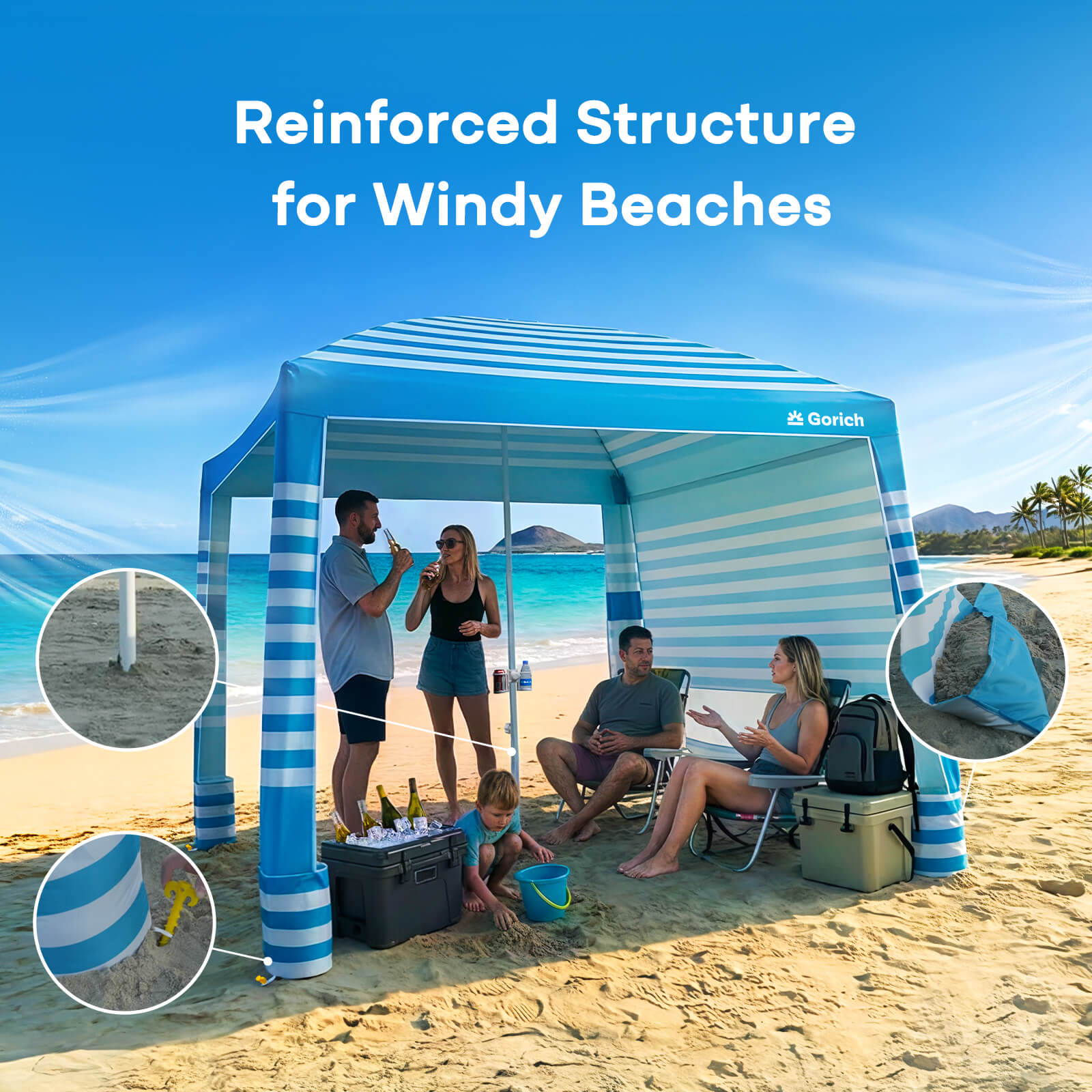 Family Beach Cabana – Windproof Sun Shelter with 360° Ventilation