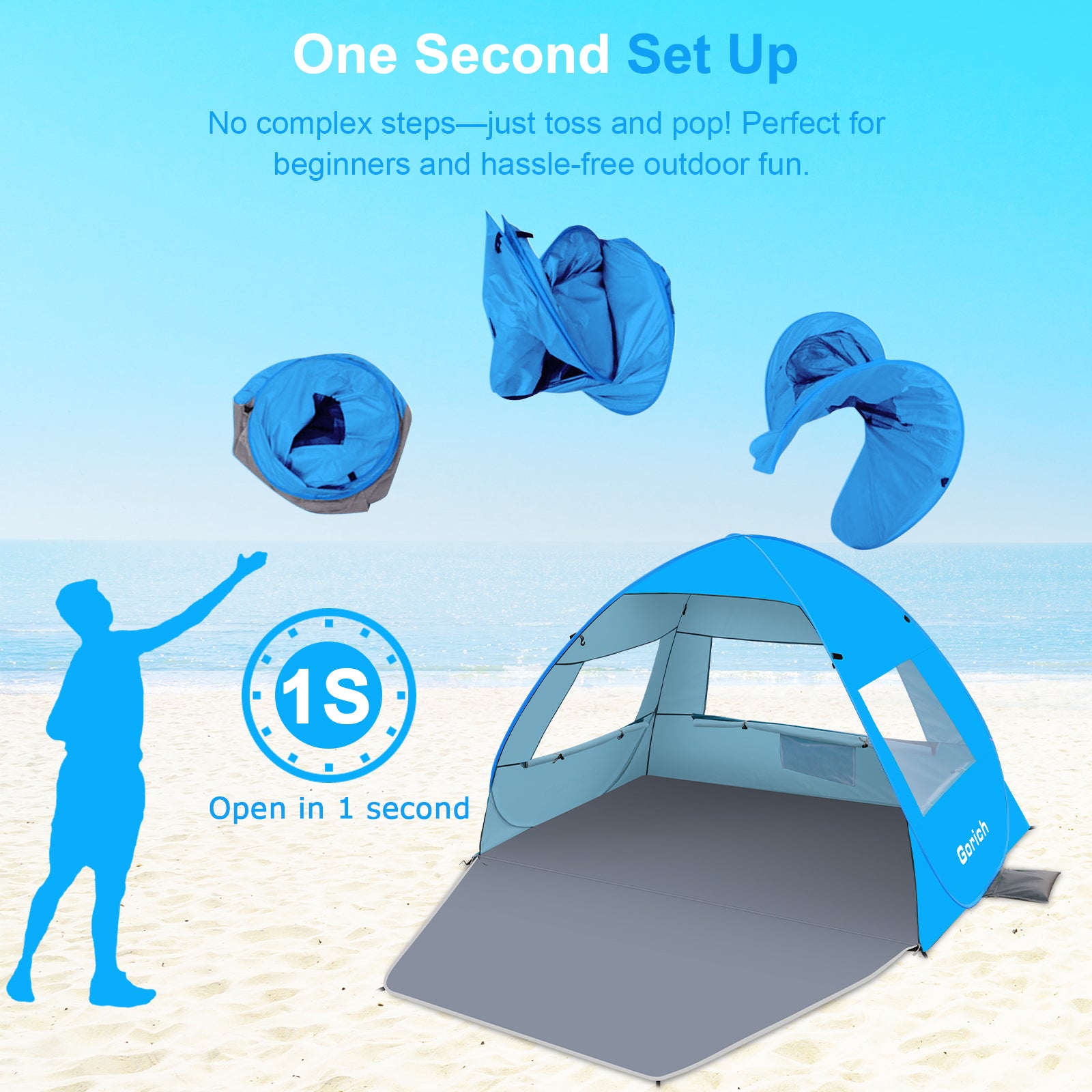 Easy Pop Up Beach Tent with UPF50+ UV Protection