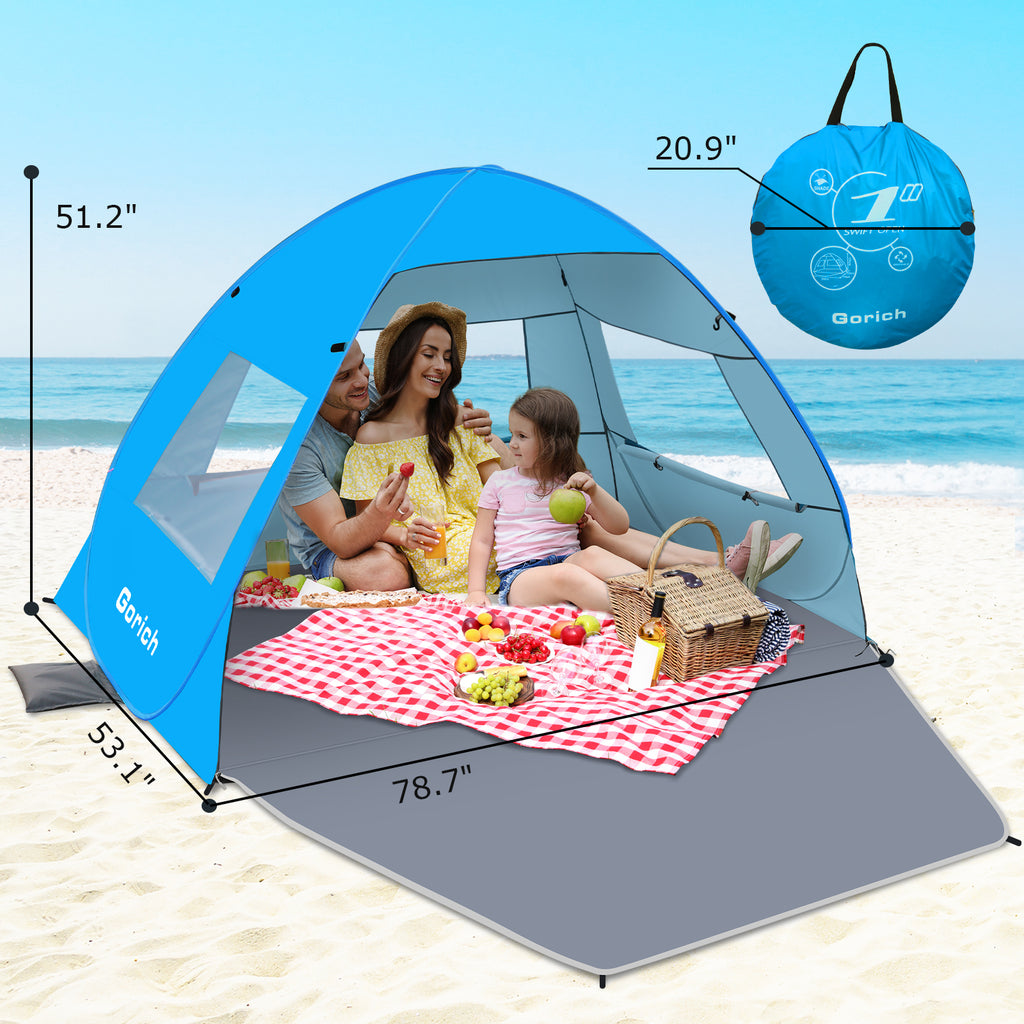 Classic Pop-Up Beach Tent – Instant 1-Second Beach Shade (G037)