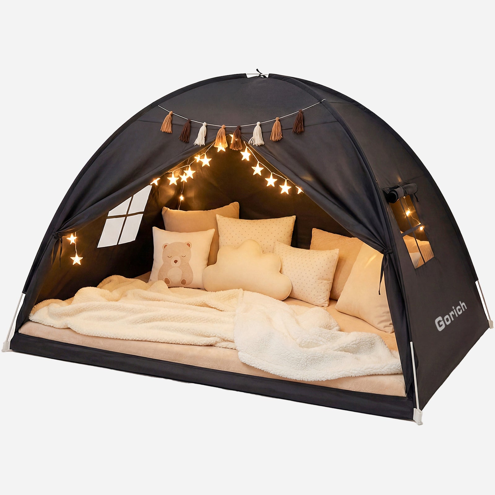 Kids’ Twin Bed Tent – Indoor Privacy Sleep Canopy & Playhouse (GB01)