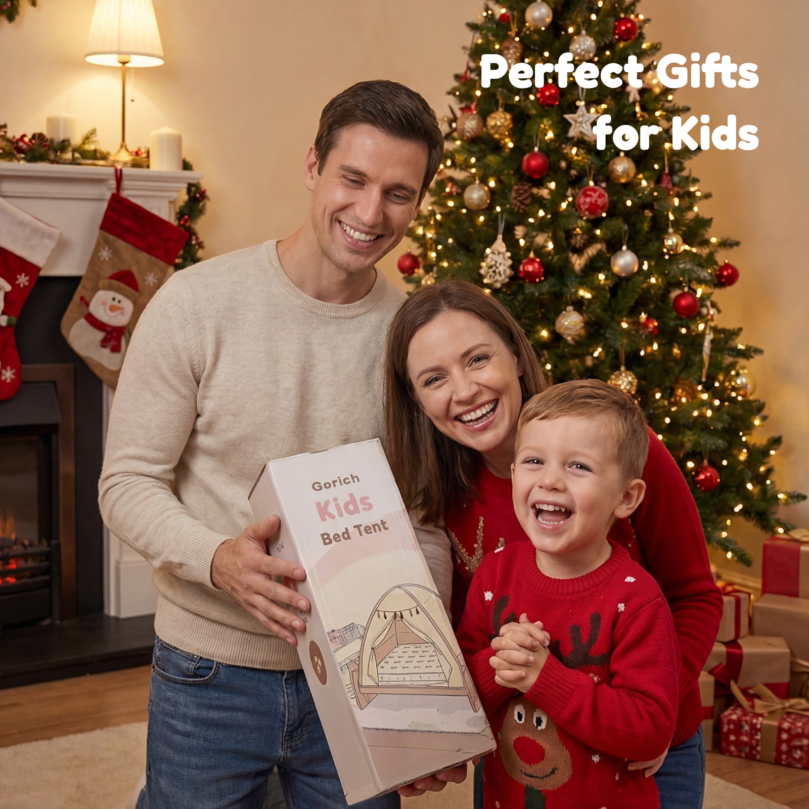 Kids Twin Bed Tent with Star Lights & Tassels