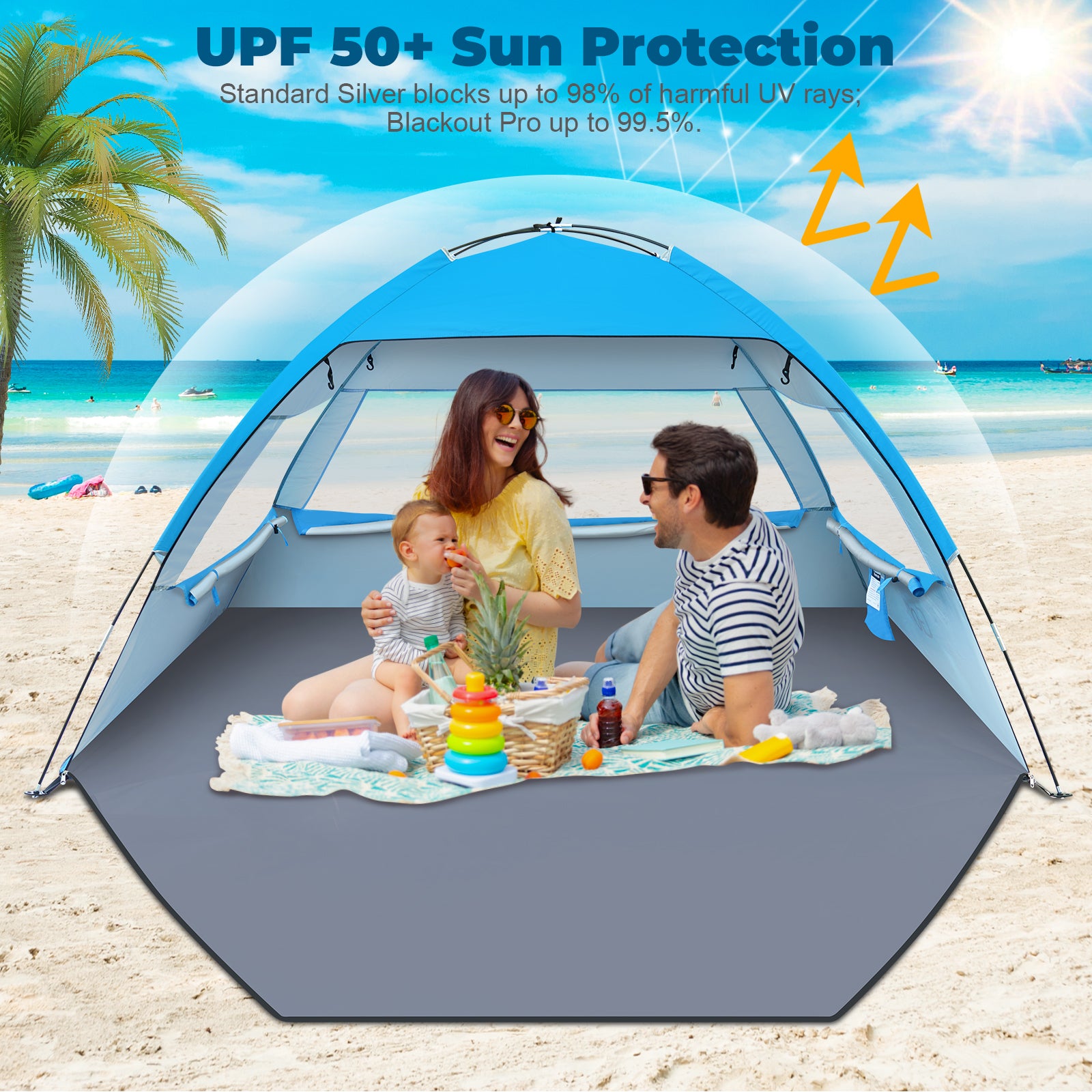 Classic Beach Tent – Easy-Setup UPF 50+ Sun Shelter (GDJ)